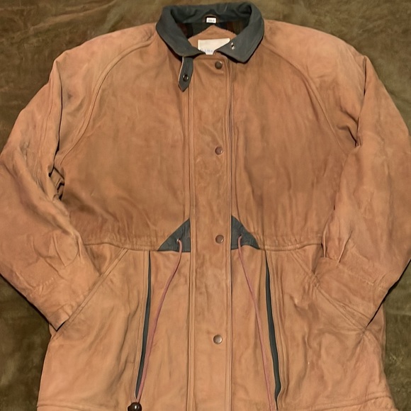 Vintage unisex Boundary Waters Genuine Brown and Green Leather Coat Size: M - Picture 2 of 11